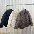 OFTBUY 2023 Winter New Arrival High-End Fashionable V-Neck Down Blouson with Real Mink Fur Leisure Short Warm Loose Jacket