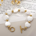 New Design Stainless Steel 18K Gold Plated Freshwater Pearl Charms Bracelet for Women