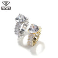 Wholesale Fashion Jewelry Iced Out Heart Ring 5A Cubic Zirconia Heart Shaped Diamond Ring Gold Plated Engagement Wedding Gift