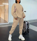 Winter Custom Logo Plain Sports Tracksuit Sweatsuit Women 200GSM Oversized Pullover Hoodie and Sweatpants Set
