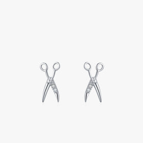 Ailmay Real 925 Sterling Silver Small Scissors Earring Simple CZ Tools Stud Earrings for Women Minimalist Fine Jewelry New
