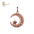 FJ Fallon Fashion Jewelry Islamic Pendant of the Moon and Temple Plated in Rose Gold Brass Based