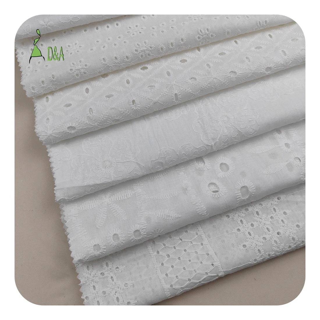 100% Cotton Embroidered Voile Fabric White Textile Designs for Clothing & Home Decor Woven Technique for Wedding Accessories