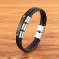 2025 Unique Design Double Layered Genuine Leather Bracelets for Men Jewelry Stainless Steel Buckle Leather Bangle