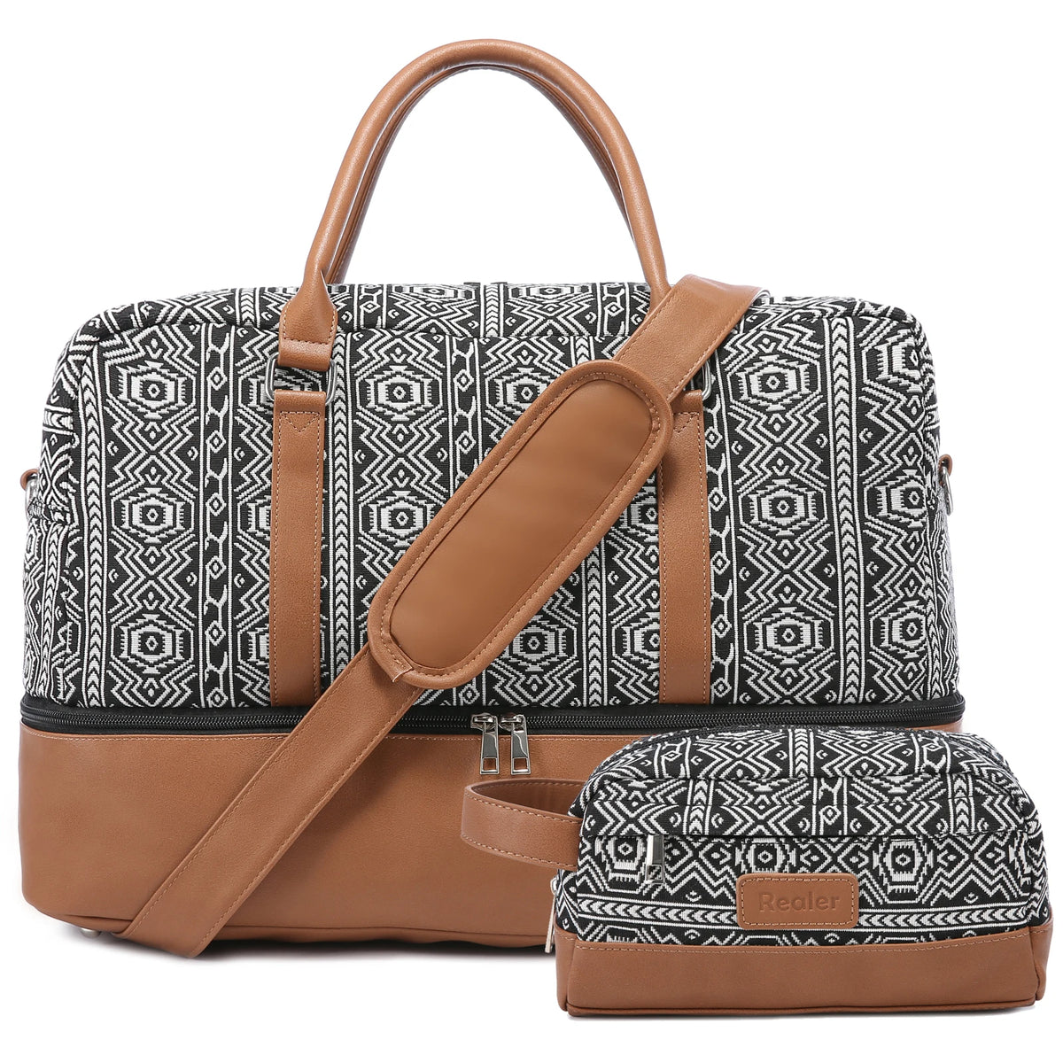 Realer2024 Canvas Weekender Bag for Women With Shoe Compartment Large Overnight Bag Canvas Travel Duffel Bag With Toiletry Pouch