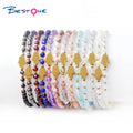 Bestone Gemstone Bracelets Custom Beads Adjustable Braid Rope Healing Bracelet 3mm Beaded Bracelet Natural Stone for Women
