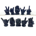 Hand Carved Natural Crystal Stone Finger Statue Figure Black Obsidian Middle Finger