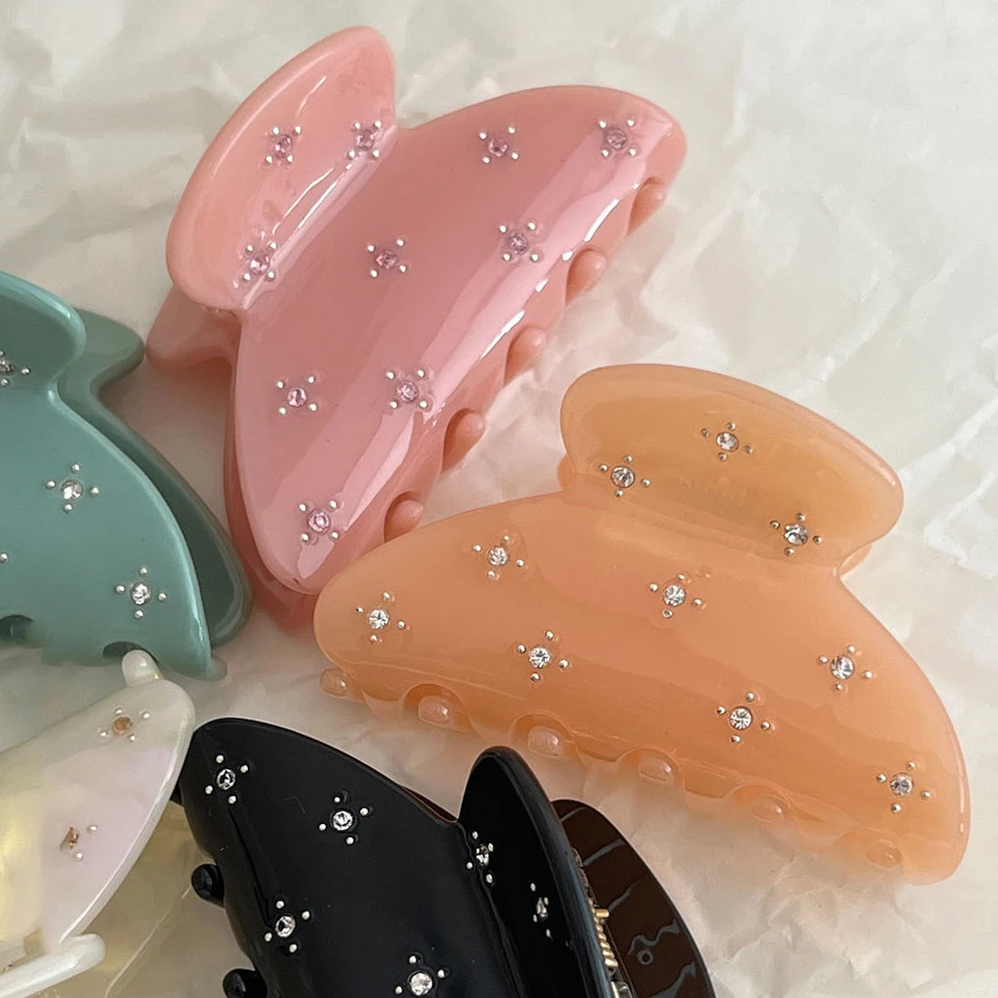 MIO Wholesale Handmade Acetate Geometric Hair Claw Clips Shinning Rhinestone Hair Accessories Girls Hair Decoration