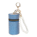 Fashion Bucket Mini Mouth PU Leather Pouch Jewelry Diamond Small Charming Lipstick Case Bag Pouch  for Women With Pearl Chain