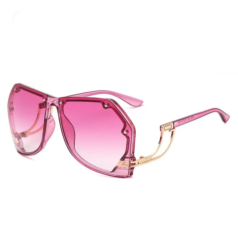 Vintage Designer Sunglasses with Blue Red Gray Alloy Frames Personality Shades for Women and Men