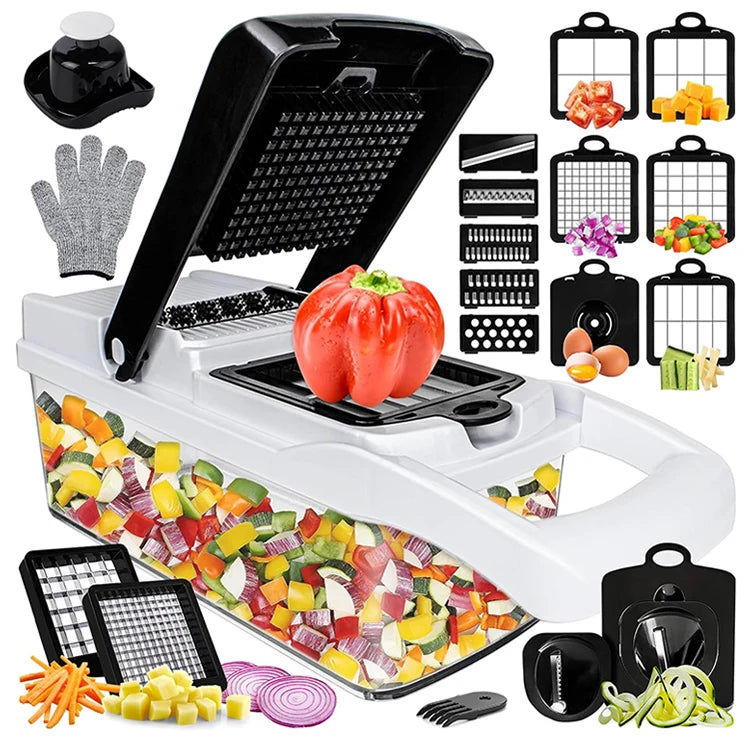 Vegetable Chopper 26 in 1 Multifunction Onion Chopper Dicer Spiralizer for Veggie Cutter Mandoline Food Chopper with Container