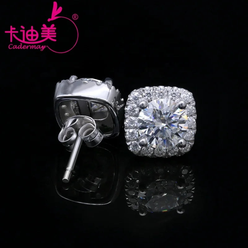 Wholesale Price 925 Sterling Silver 1ct Round Moissanite Earrings DEF VVS1 Top Quality Square Shape Moissanite Ear Studs Gifts