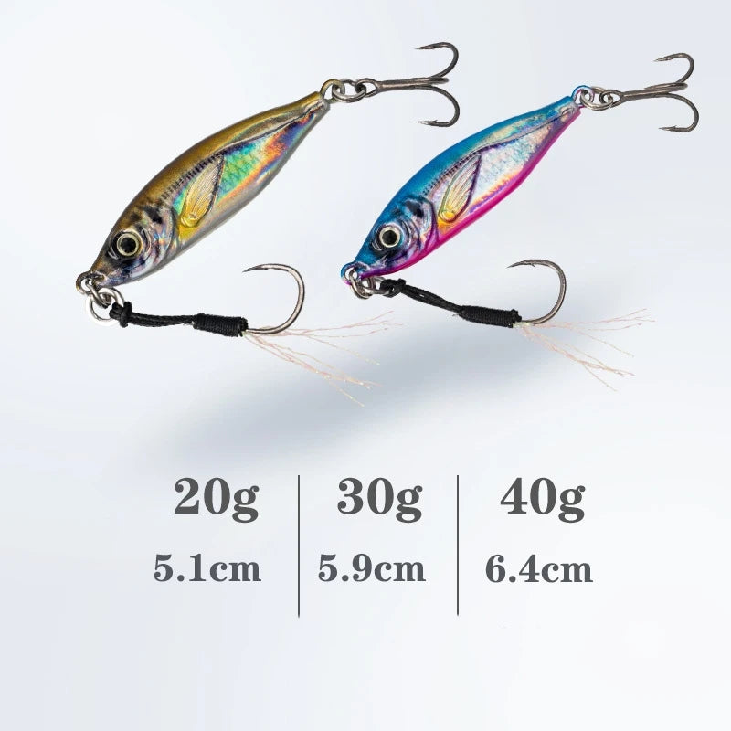 Top Right JIG095 15g~80g 3D Eye Metal Jig Fishing Jigging Lure Deep Sea Fishing Lures Slow Pitch Jigs