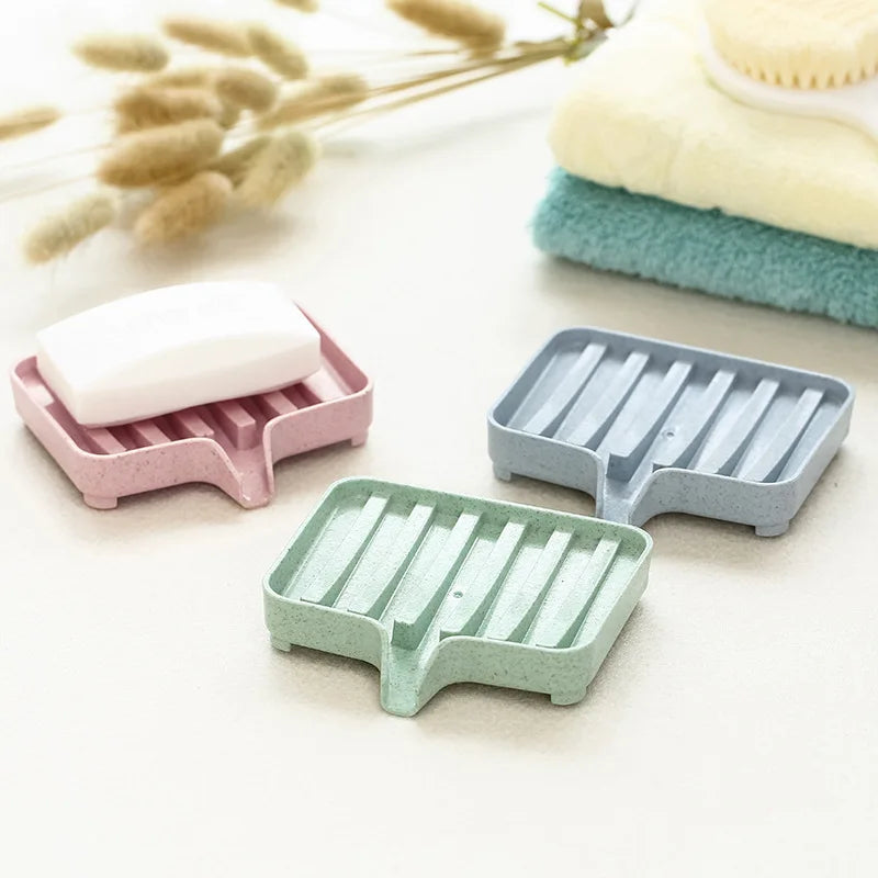 HelloWorld Creative Environmentally Friendly Wheat Straw Drainable Soap Box Bathroom Soap Rack Toilet Drain Soap Storage Box