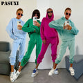 PASUXI Wholesale Spring New Sports Casual Pullover Hoodies Sports Pants Sets Fashion Comfortable Women Tracksuit Set