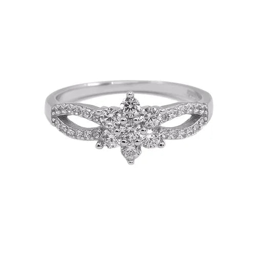 Wholesale Ready to Ship Flower Size 6 Good Price S925 Silver Beautiful Cubic Zirconia Wedding Rings for Girls