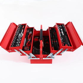 18'' Portable Double Handle Tool Box 5 Trays 90 Pcs CR-V Tool Sets SPCC Material for Repair Workshop Juego De Herramientas