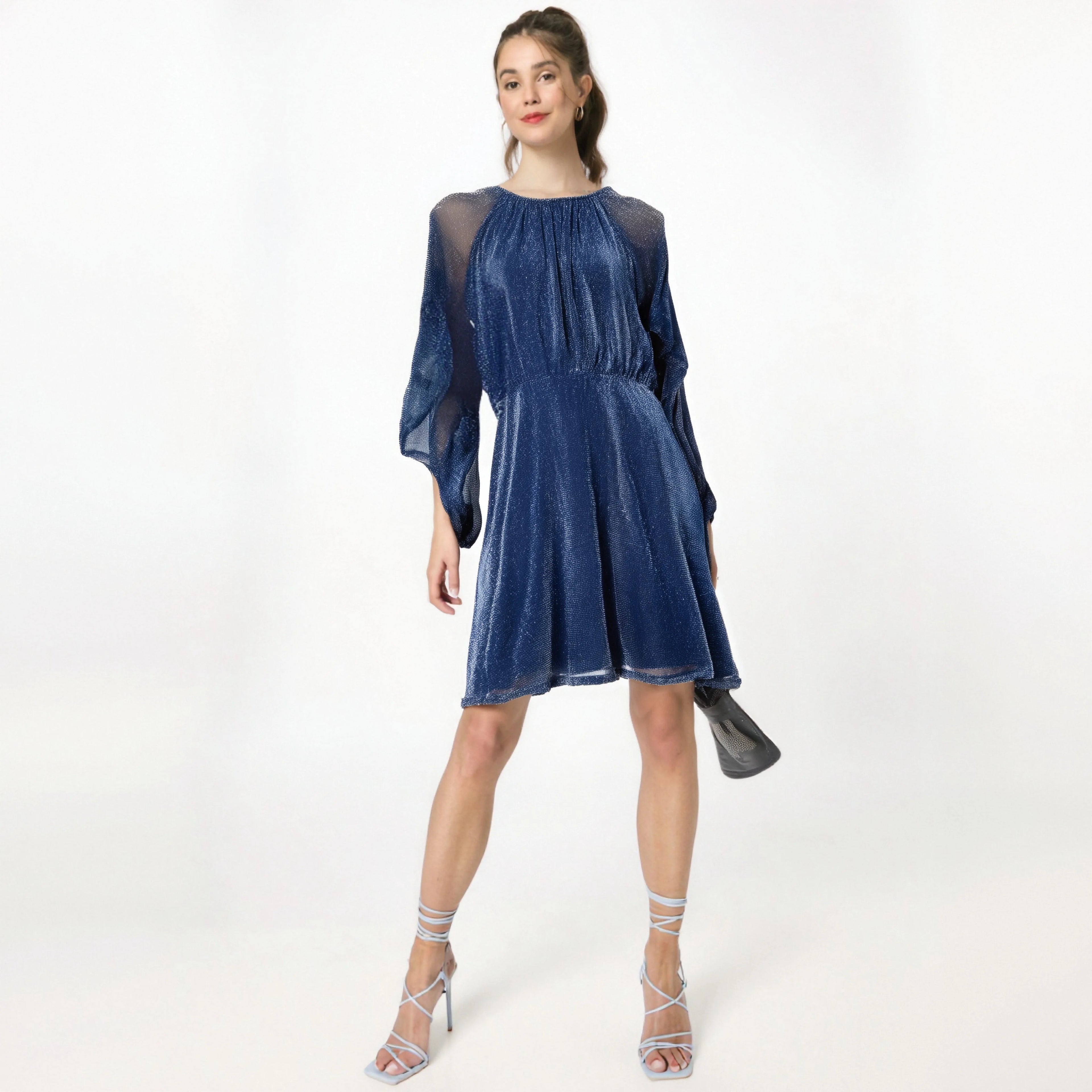 Dark Blue Mesh Dress Manufacturer Summer Mesh Dress Wedding Party Dresses for Lady