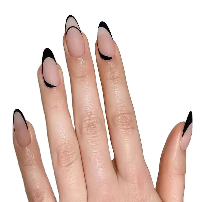 Wholesale Matte Short Press on Almond Nails Full Cover French Fake Nails Supplies Soft Gel Press on False Nail Set