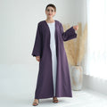 Clearance Sale Eid Muslim Hijab Abaya for Women Muslim Robe Solid Colored Striped Sleeves With Layered Abaya Women Muslim Dress