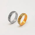 New Stainless Steel Ring 18k PVD Gold Plated Waterproof Jewelry Tarnish Free Rings for Men Stripe Texture Rope Signet Ring