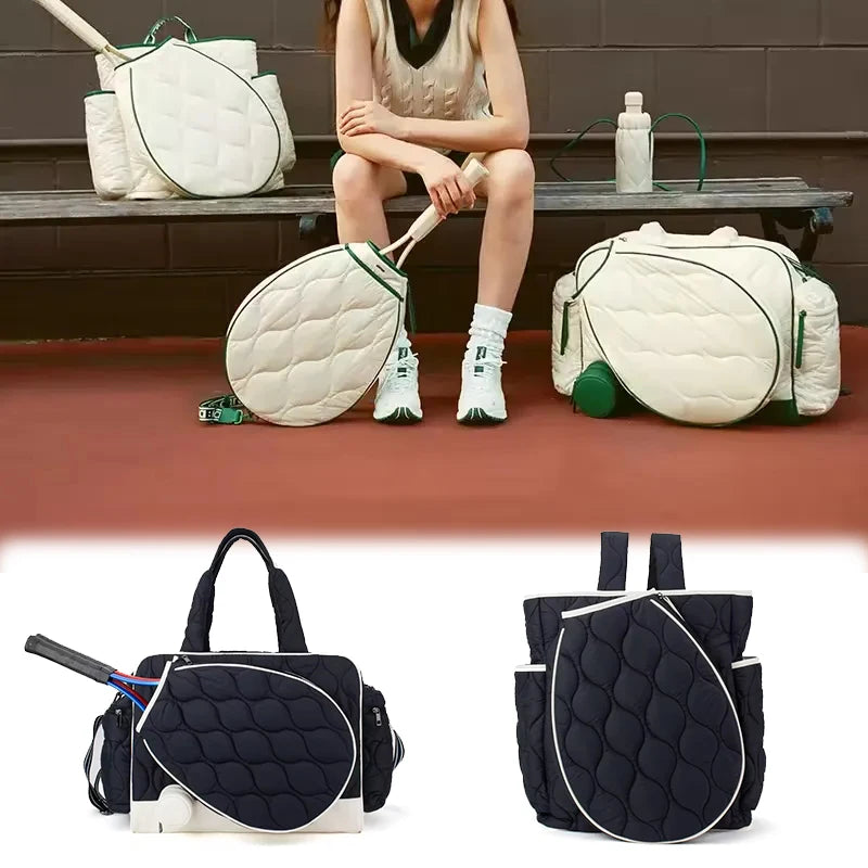 Women Large Custom Sports Puffer Pickleball Tennis Paddle Crossbody Luggage Tote Quilted Pickle Ball Racket Bag