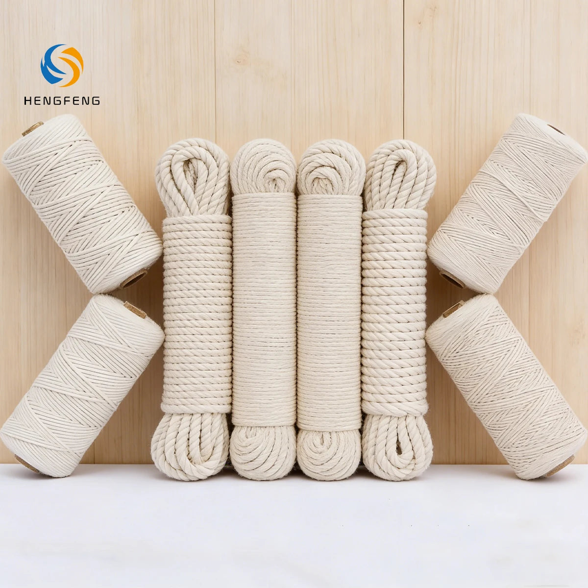 High Tenacity Natural Cotton Macrame Cord Eco Friendly 1-20mm Cotton Rope