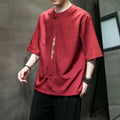 M-5XL Summer New Chinese Style Men's Embroidered Trendy Large Hanfu Short Sleeved Shirt