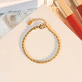 Wholesale Custom 18K Gold Plated Stainless Steel Fine Jewelry 5MM Thick Woven Twisted Rope Chain Bracelet for Women