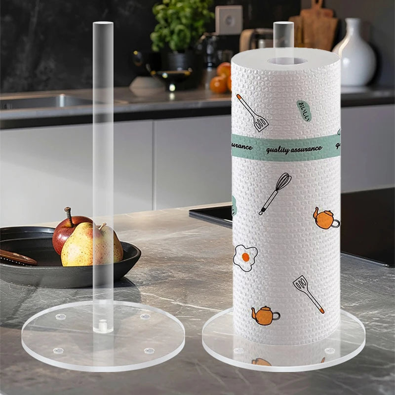 Acrylic Multifunction Toilet Paper Towel Holder Detachable Paper Stand for Countertop