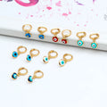 HOVANCI Newest Gold Hoop Evil Eyes Drop Earrings Colorful Hanging Eyes Clip on Earrings for Women