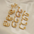 Nabest Women Cc Shape Cubic Zircon Earrings 18k Gold Plated Stainless Steel Hypoallergenic Earrings Fashion Jewelry