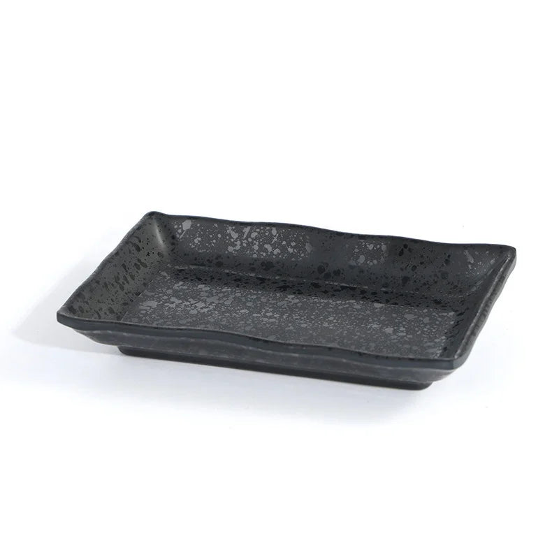 Restaurant Tableware Japanese Sushi Dinner Serving 7 Inch Cheap Black Rectangle Melamine Dish