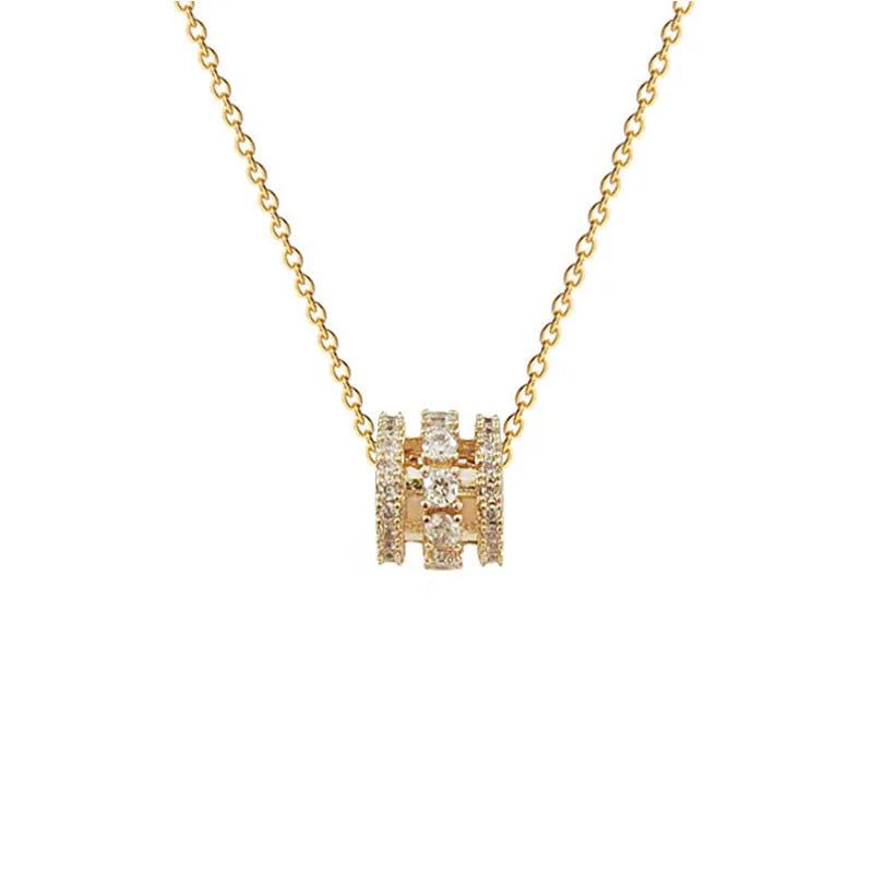 Simple Thin Chain Necklace Personalized Design Pendant Geometric Zircon Titanium Steel Necklace Jewelry Women Accessories