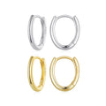 925 Sterling Silver Classic Oval Hoop Earrings Hypoallergenic Buckles Earrings Plated Gold for Woman Simple Fine Jewelry BSE1015
