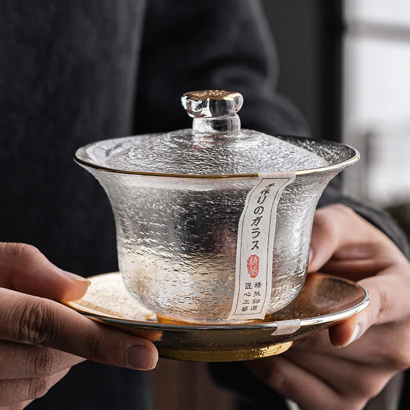 Heat Resistant Gongfu Sancai Tea Gaiwan with Saucer Tea Set Chinese Traditional Tea Bowl Teaware Drinkware Glass Gaiwan