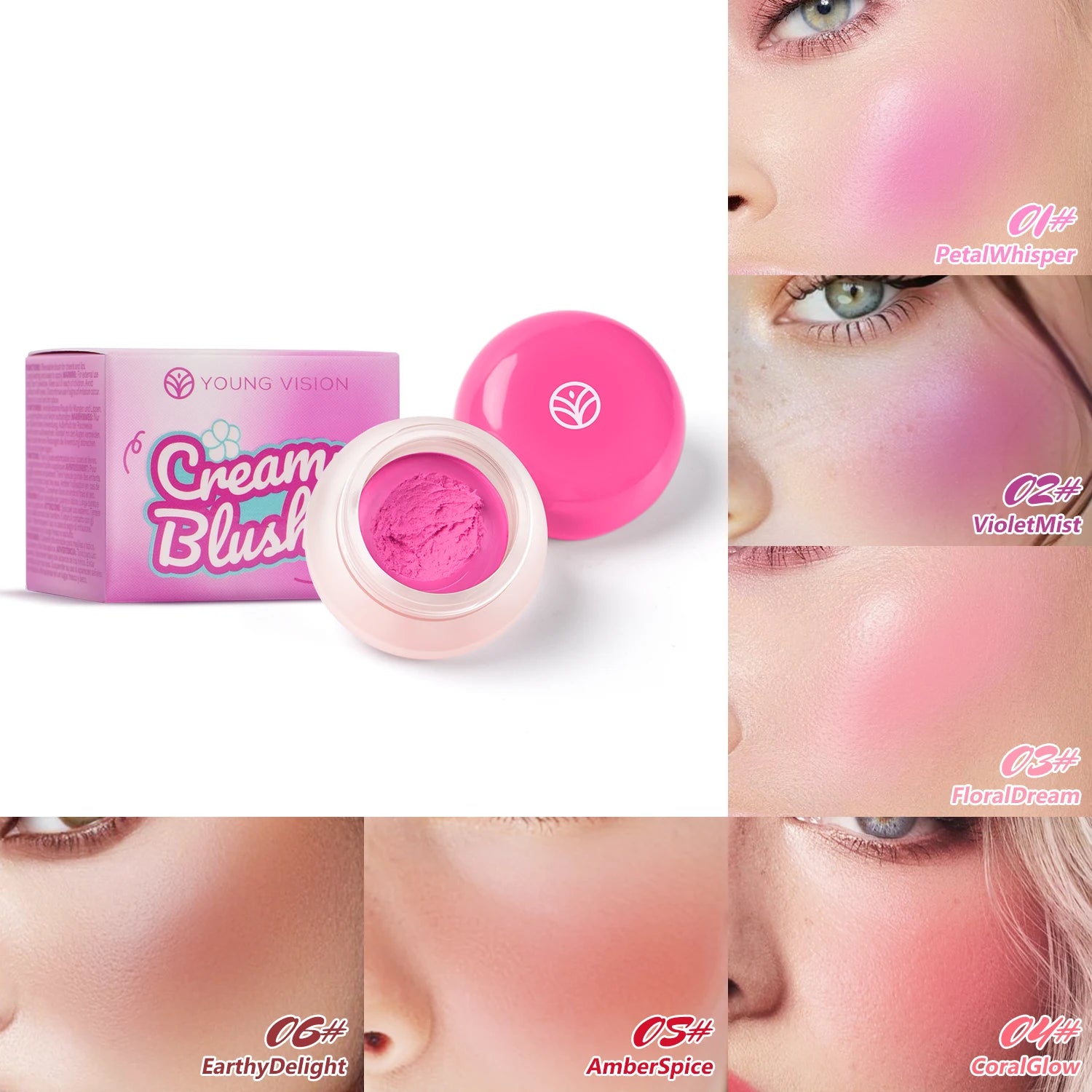 Vegan Cruelty-Free Natural Hydrating Lightweight Long Lasting Jelly Lip and Cheek Blush Private Label Chemical Blush Cream Logo