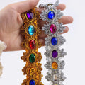 Meetee RC369 4.5cm Polyester Ethnic Style Dance Costume Accessories Acrylic Gemstone Diamond Lace