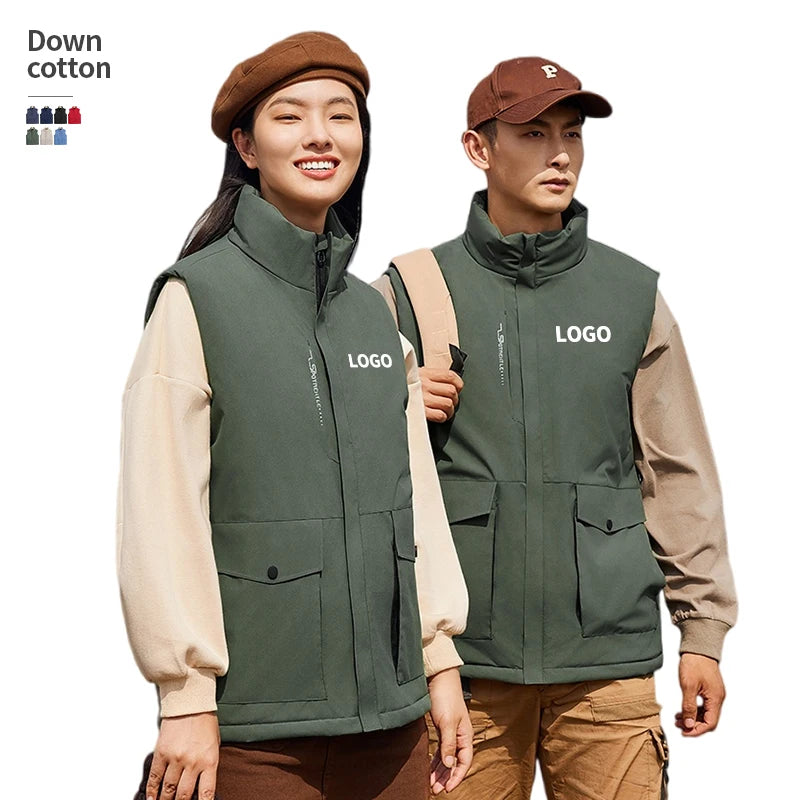 Wholesale Custom Down Cotton Warming Mens Sleeveless Jacket Vest