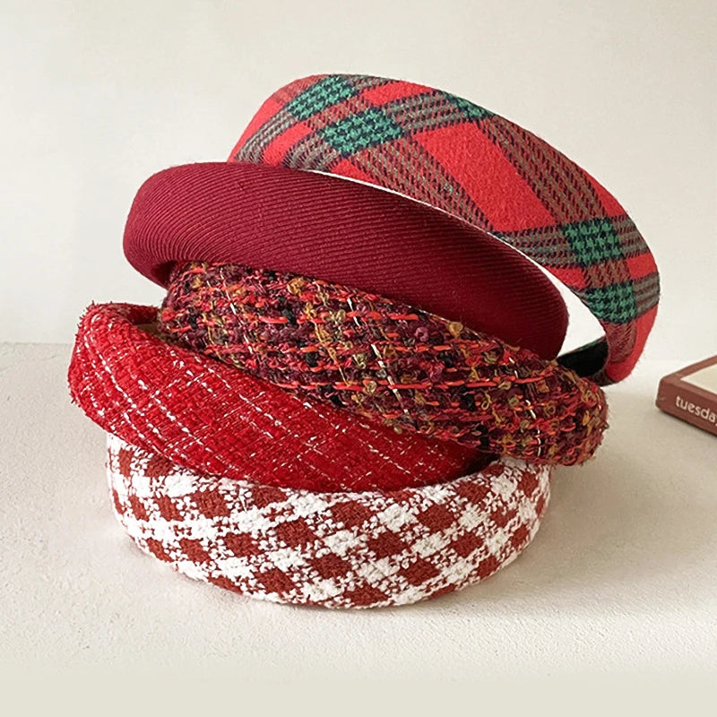 Wholesale Colorful Women Headbands Luxury Temperament Festival Diademas Para Mujer Knitted Wool Sponge Red Christmas Headband