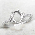 Sterling Silver 6*8mm Semi Mount Ring Empty Frame Blank Support Claw Setting S925 Base Holder Without Center Stone for DIY Inlay