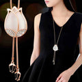 Hot Chain Women Jewelry Elegant Pendant Long Diamond Pearl Crystal Flower Sweater Chain Necklace