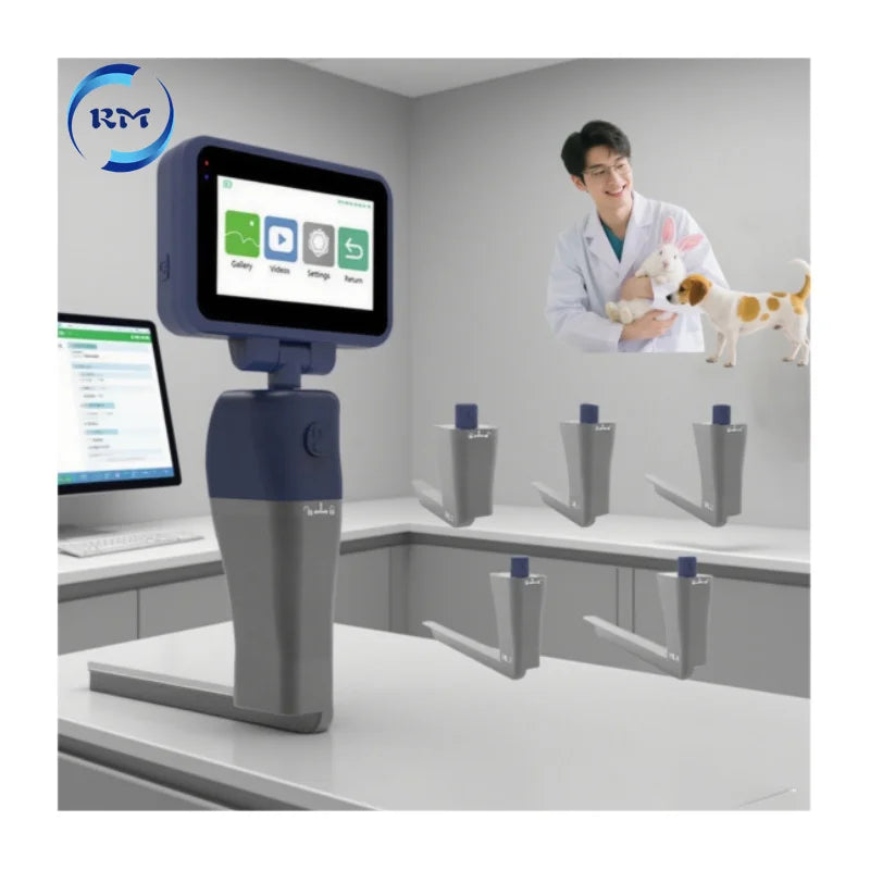 LCD Screen Veterinary Video Laryngoscope with Rechargeable Battery/Stainless Steel Reusable Blade for Animals Hospital Clinic