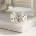 GT Copper Vintage Daisy Flower Ring Adjustable Personalized Hip Hop Style Ring