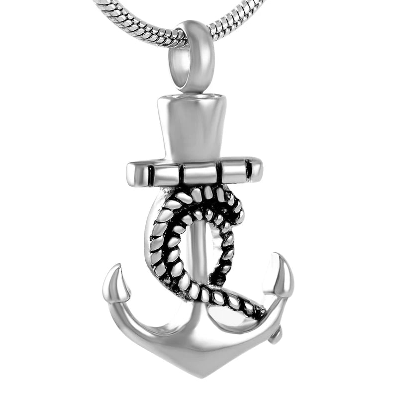Stainless Steel Anchor Ash Cremation Urn Pendant Lucky Anchor Memorial Sea Wheel Jewelry Keepsake Ashes Necklace Cremation Urn