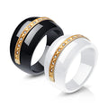 New Fashion Luxury Cubic Zircon Stone Ring Stainless Steel Ceramic Engagement Rings Bands for Women Jewelry Bijoux