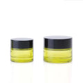 In Stock 10g 15g 30g 50g Fruit Green Glass Cream Jar/container With Black Cap for Eye/face Cream