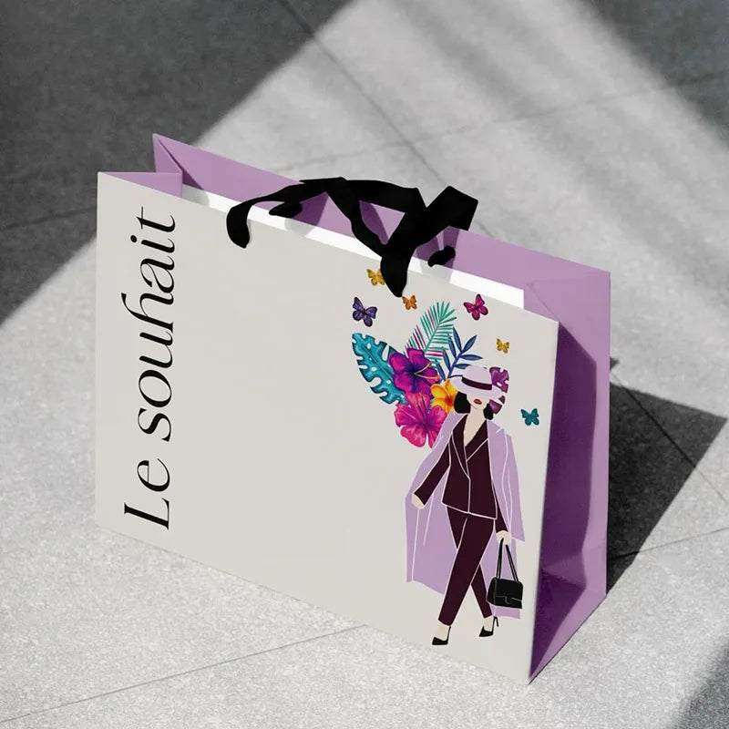 Hot Sale Luxury Paper Shopping Bags for Clothing Custom Fashion Women's Dress Paper Bags Wholesale Unique Design Shopping Bags
