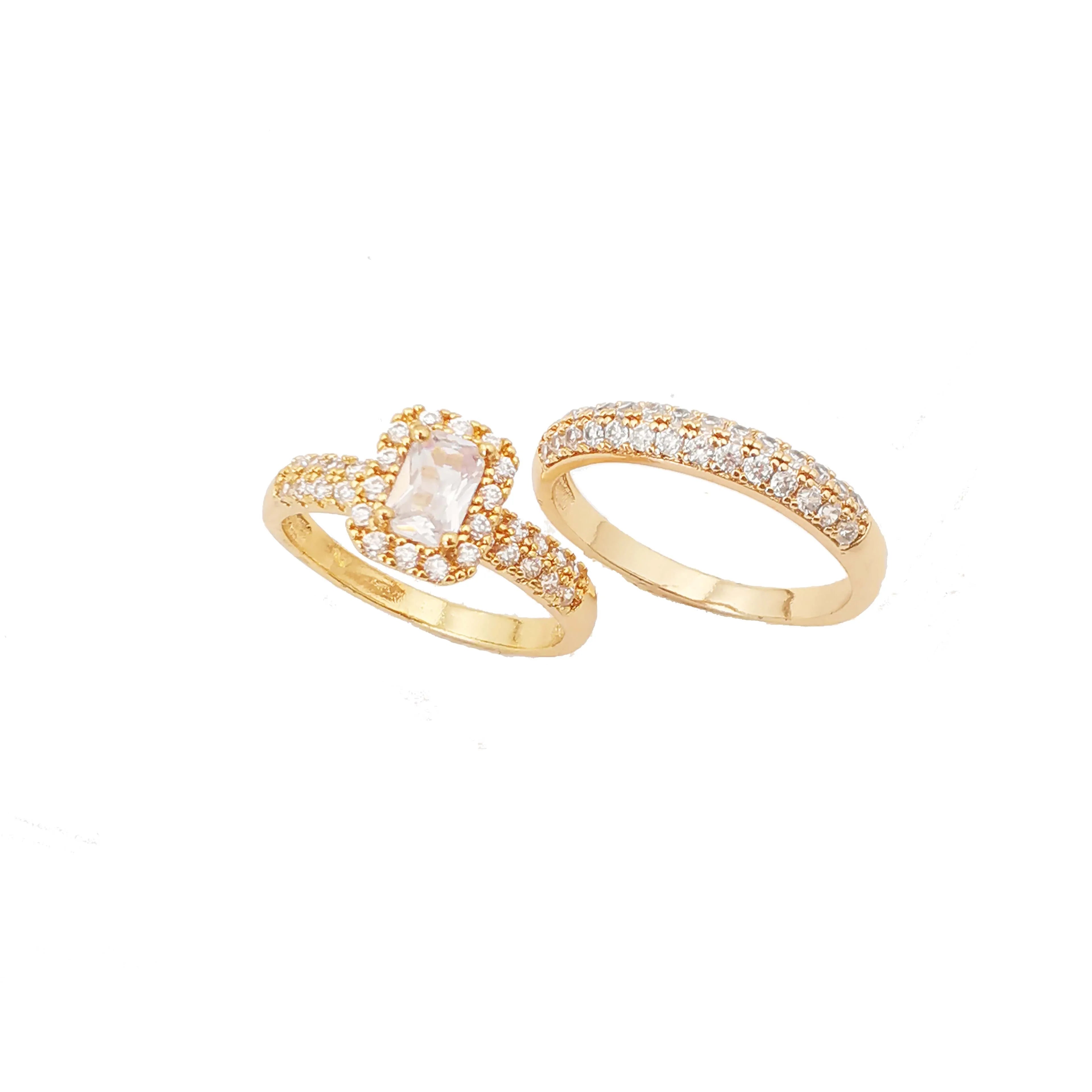 Fashion Engagement Jewelry Couple Ring Zircon 18k Gold Plated Couple Ring Brass Copper Wedding Couple Rings Alliance De Mariage