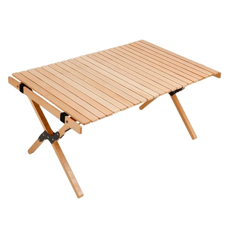Rustic Wooden Beech Portable Outdoor Picnic Folding Camping Table